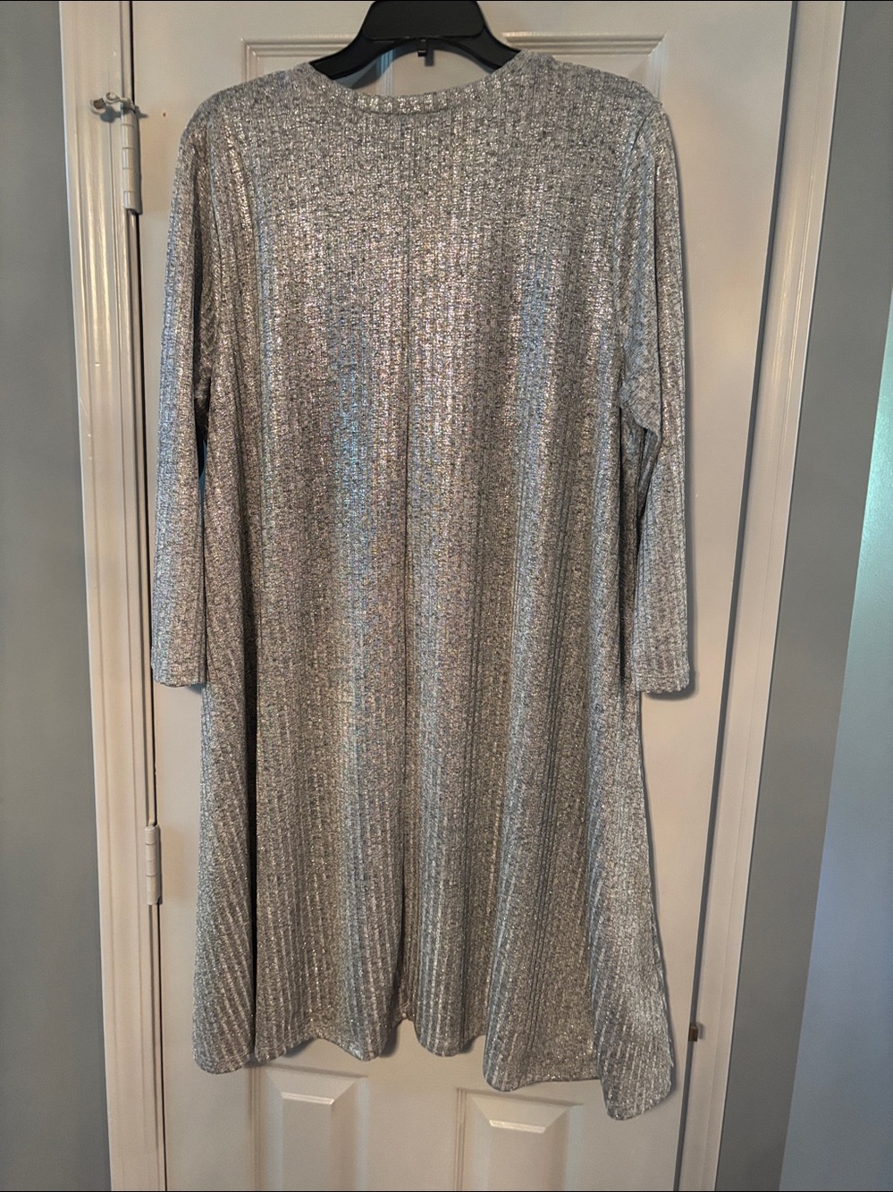 Ophelia Roe Silver Metallic Ribbed Swing Dress - Picture 5 of 5